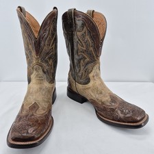 Stetson Julian Mens Western Boots 11.5 EE Cracked Tooled Wingtip Brown Cowboy