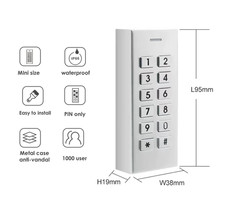 Mini Keypad Door Lock IP66 Waterproof PIN Access Controller 1000 User Entry Tool