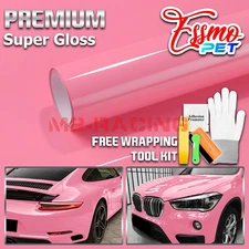 ESSMO PET Super Gloss Light Pink Car Vehicle Vinyl Wrap Decal Sheet Like Paint