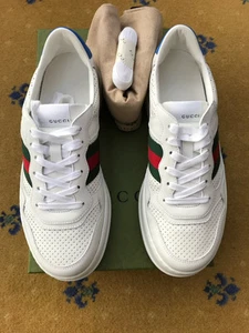 Gucci Baskets Baskets Chunky GG Web Chaussures Cuir Blanc Homme US 10 UK 9,5 43,5