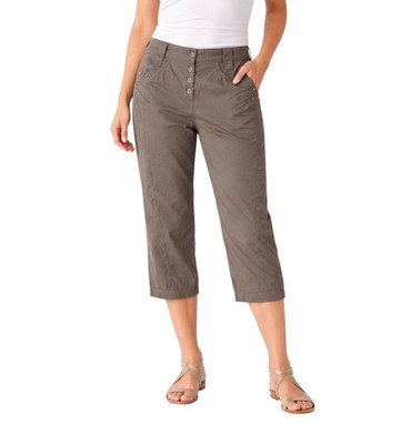 Marc Aurel Gray Lightweight Corduroy Stitch Stretch Crop Capri Pant 40 8 H6