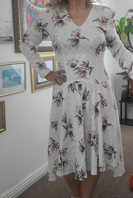 Stunning Ghost Cream Dress. Handkerchief Hem Size M