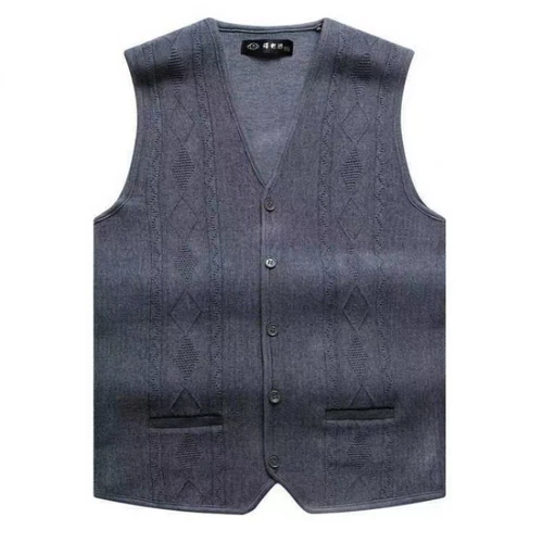Gilet uomo lavorato a maglia cardigan canotta gilet scollo a V maglione gilet business - Foto 10 di 13