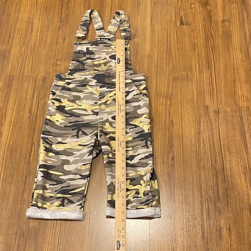 Kidpik Girls Camo Green Overalls Large 12 Youth Crop Gold Rolled Hem Adjustable - Picture 9 of 9
