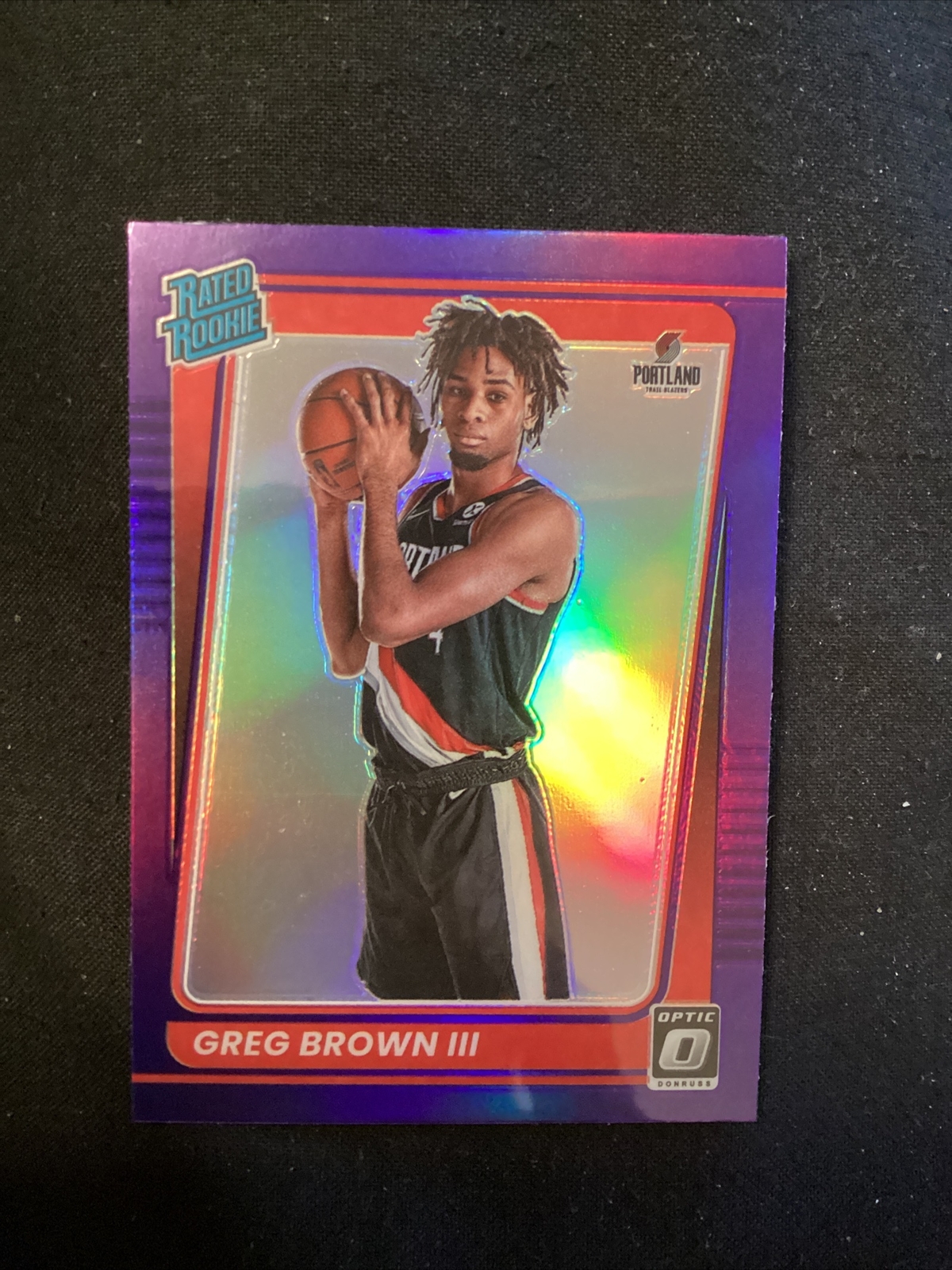 Greg Brown III 2021-22 Panini Donruss Optic #195 Purple Prizm Blazers       JT27
