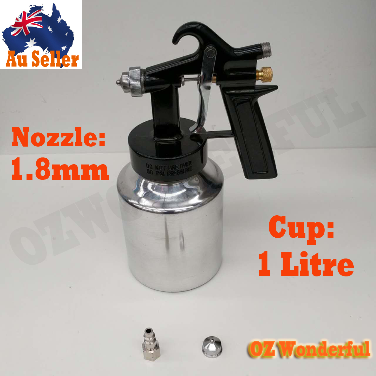 1L Pot 1.8mm SUCTION FEED HEAVY DUTY PAINT SPRAY GUN AIR HOSE