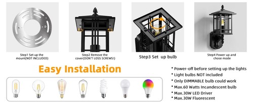 Lamomo Outdoor Wall Light Motion Sensor Waterproof Aluminum AntiRust Black - Picture 10 of 16