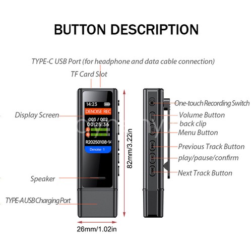 Digital Voice Recorder with Clip USB Flash Drive Recording Device Support 256GB - Picture 20 of 29