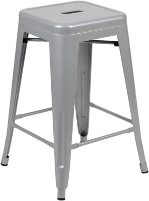 Lily 24'' High Metal Counter-Height, Indoor Bar Stool in Silver - Stackable Set o