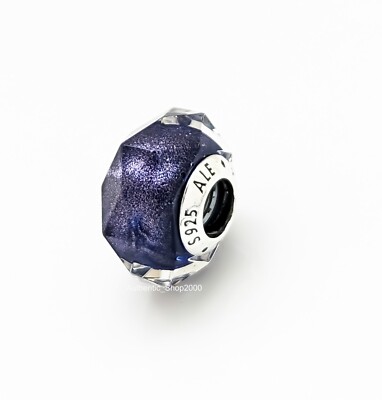 New 100% Authentic PANDORA 925 Faceted Blue Shimmer Murano Glass Charm  792984C00