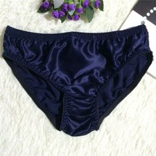 Mens 100 Silk Underwear Low-rise Bikinis Boys Slip Glossy Bottoms Oil Briefs