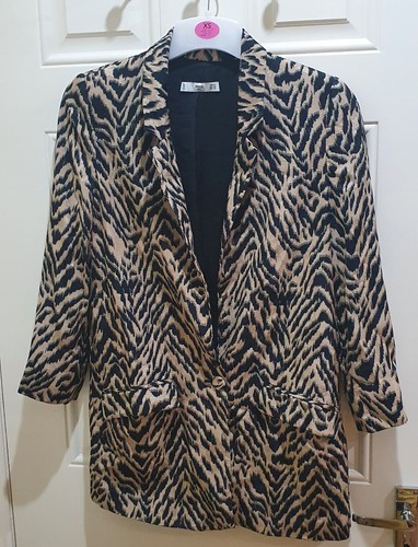 MANGO MNG SUIT Womens Animal Print Brown Blazer Jacket Size Small VGC - Picture 2 of 11