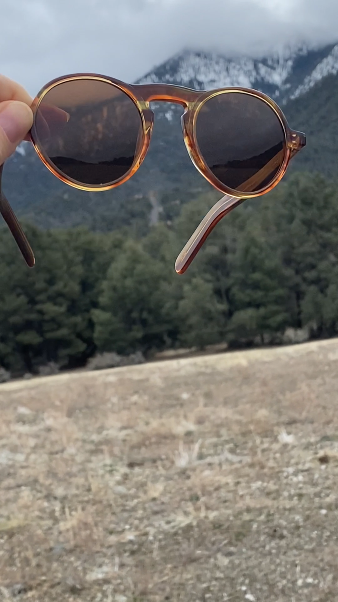 Round Sunglass with Brown Polarized Lens Honey Tortoise  display picture 2