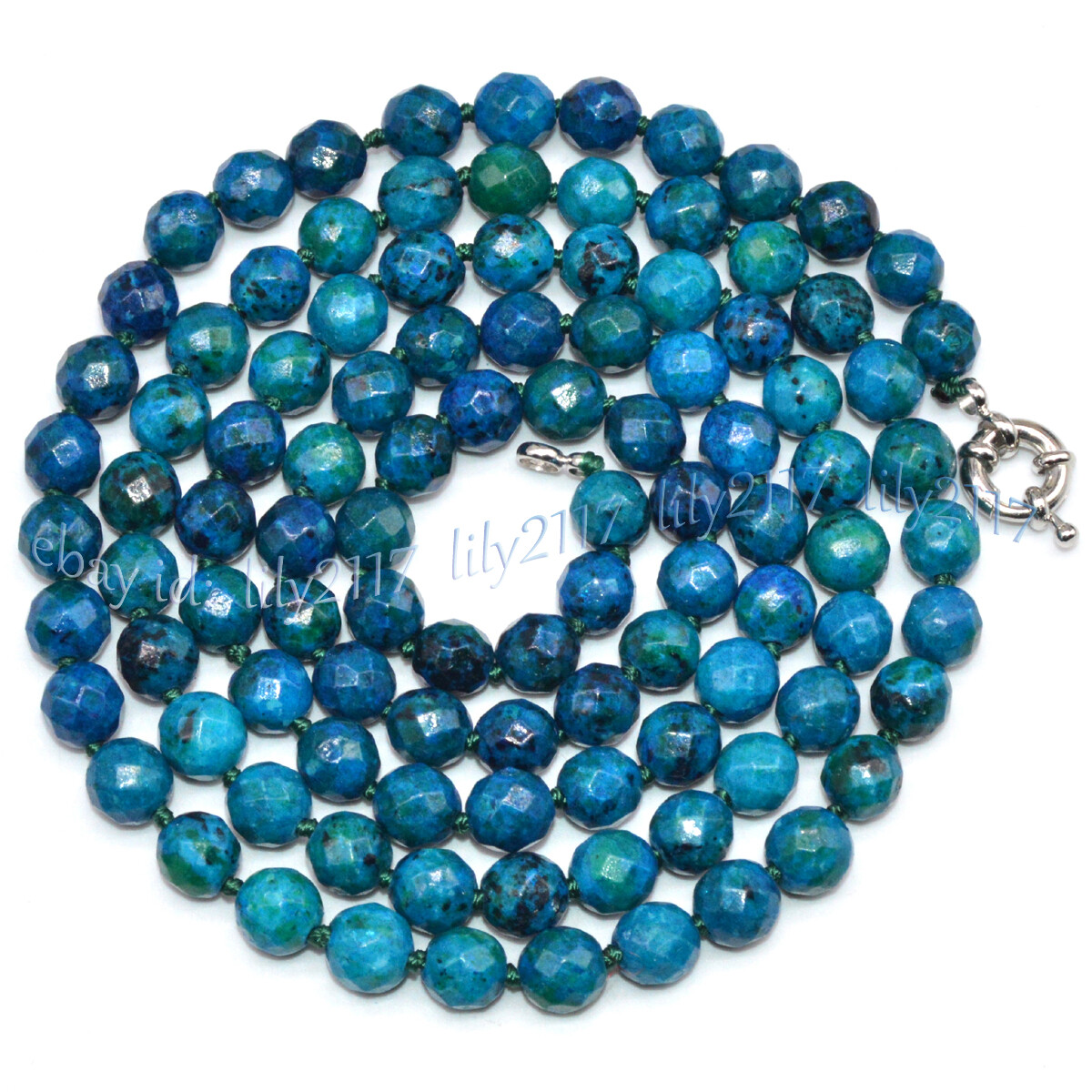 Faceted 8mm Azurite Chrysocolla Phoenix Stone Round Gems Beads