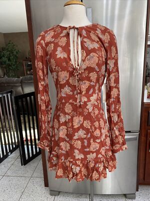 NEW Ale By Alessandra S LONG SLEEVE Dress Rust CINNAMON Floral X REVOLVE DEEP V | eBay NEW Ale By Alessandra S LONG SLEEVE Dress Rust CINNAMON Floral X REVOLVE DEEP V | eBay