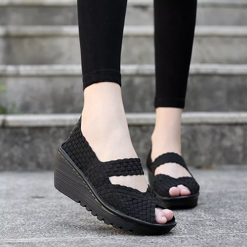 Grey wedges hotsell closed toe
