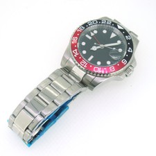 Orologio meccanico uomo automatico 40mm Parnis rosso zaffiro GMT marcatore luminoso