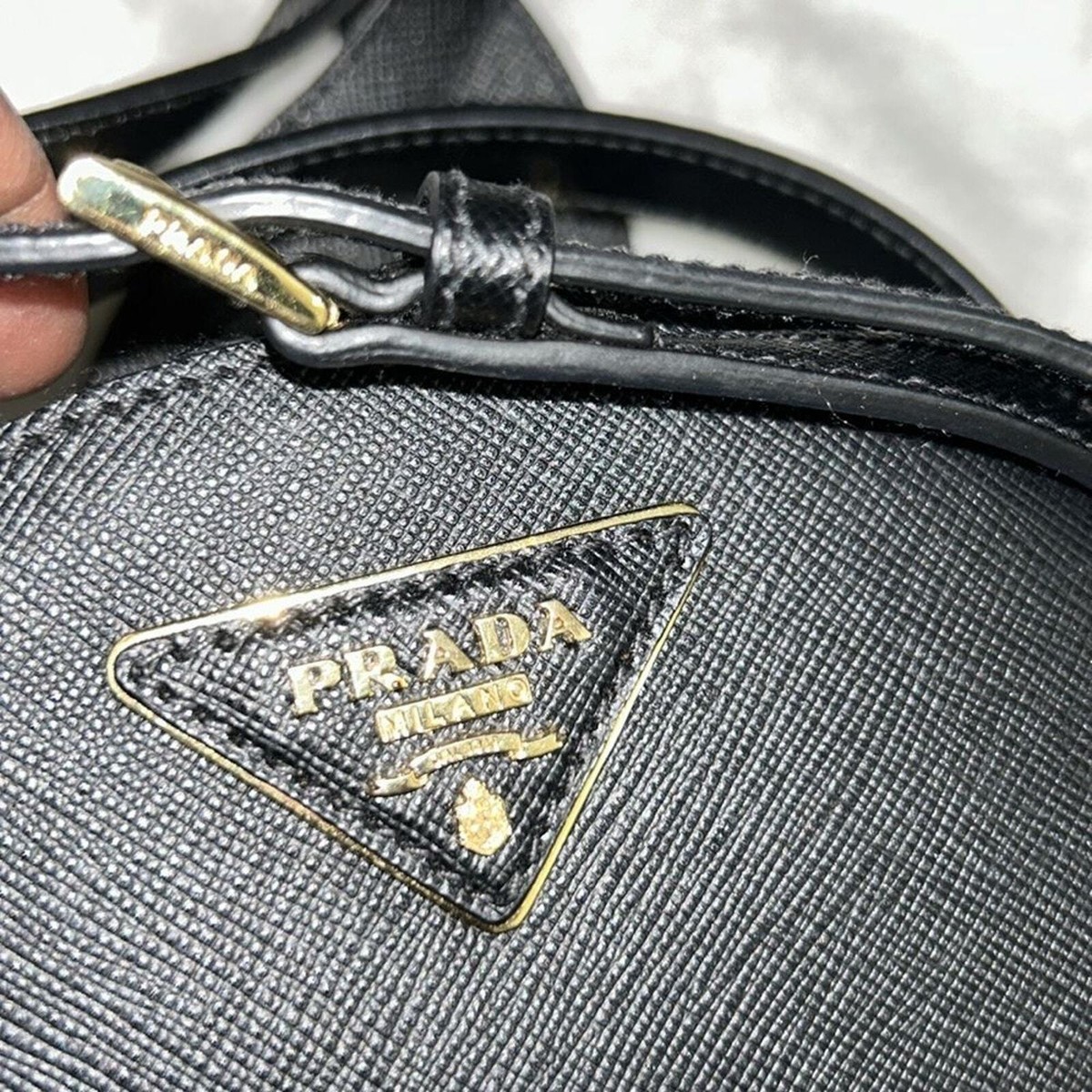 Authentic Prada Black Saffiano Lux Mini Odette Backpack | eBay display picture 2