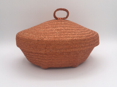Vintage 1960's Rosenthal Netter Woven Orange Casserole Basket With Lid Thermal