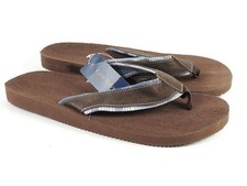 Club Room Men's Flip Flops Brown Plaids Suede ELM4326BP Size M
