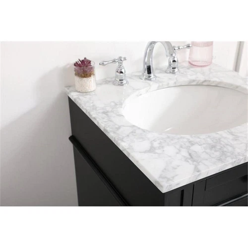 Elegant Decor Park Avenue 21" Metal MDF Marble Single Bathroom Vanity in Black - Picture 4 of 8
