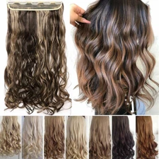 One Piece THICK 100% Real Natural Clip in as Human Hair Extensions Full Head HYT