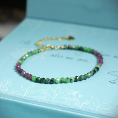 Natural Ruby Zoisite Stone Dainty Bracelet Crystal Healing Bracelet Wholesale