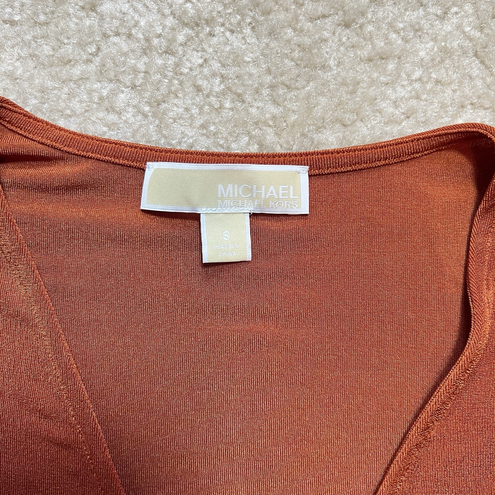 Michael Kors Top Hardware Detail Sleeve Orange Blouse Women's Size S thumbnail 8