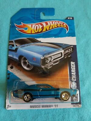 2011 Hot Wheels 71 DODGE CHARGER Blue 108/244 LITTLE BEND Walmart