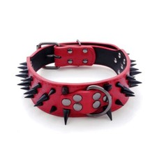 Spiked Studded Dog Collar PU Leather Dog Collar Adjustable Pet Collars for Me...
