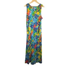 XID Extreme Island Design Dress Womens Hawaiian Tiki Floral Maxi Y2K Beach sz XL