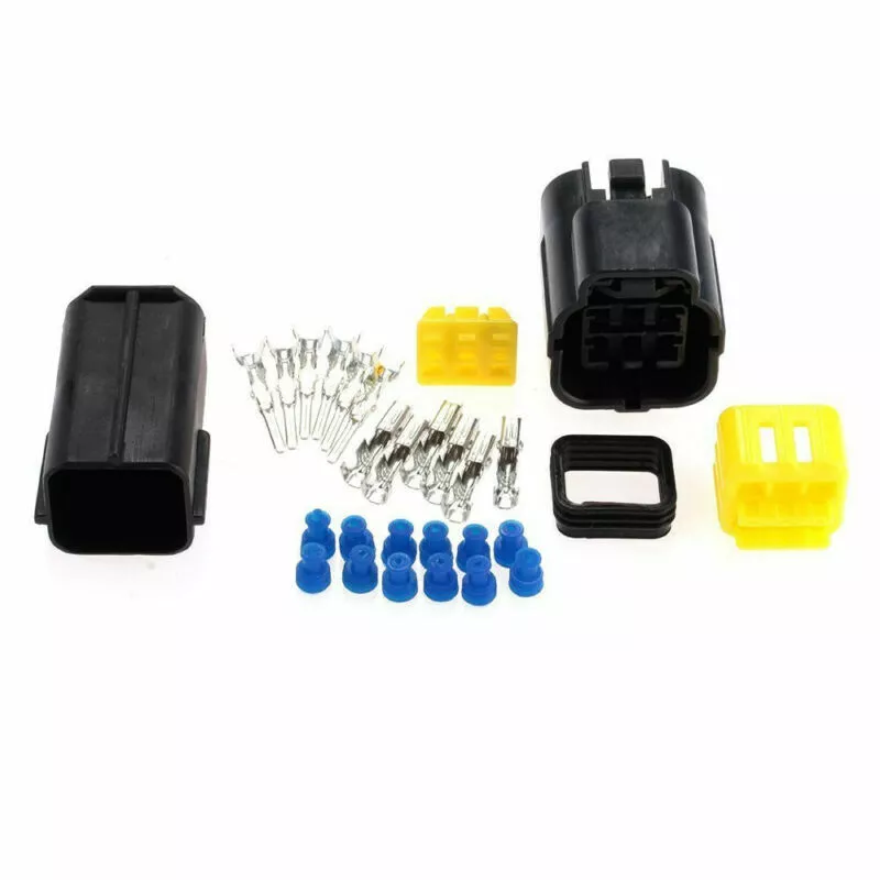 Waterproof Car Automotive 5 Sets 6 Pin Way Amp Sealed Wire Connector Plug Black - Image 3 of 4