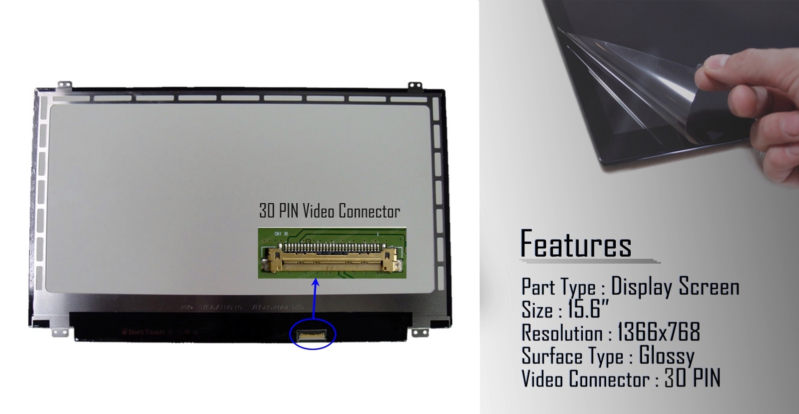 15.6" Screen Replacement For Acer Aspire 3 A315-56 Series LCD Display Panel 30 Pins (HD 1366x768 Non-Touch - Foto 4