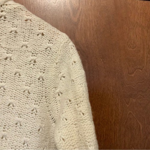 Eddie Bauer Sweater Womens XS Wool Blend Cream Ivory Open Front Cardigan Cozy - Picture 11 of 14