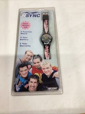 1999 N Sync 5 Function Watch With a Laser Sticker LCD - New