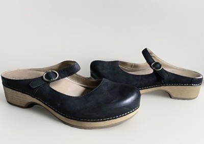 Dansko Bria Nubuck Clogs Mary Jane Sz 42 11 11.5 12 Black Burnished