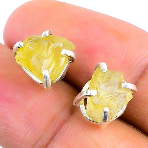 Natural Citrine Solid Silver Stud Post November Birth Hook Wife Earrings Jewelry - Picture 3 of 8