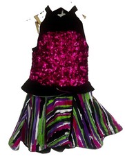 Revolution Dancewear Sequin Halter Dress Pink Multi Jazz Costume Child Medium