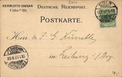 Postcard Cologne on the Rhine, correspondence, Hermann Otto Caesar - 5086441