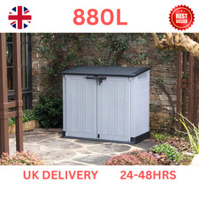 Keter Store It Out Nova Garden Shed 880L Grey Outdoor Storage Wheelie Bin Box