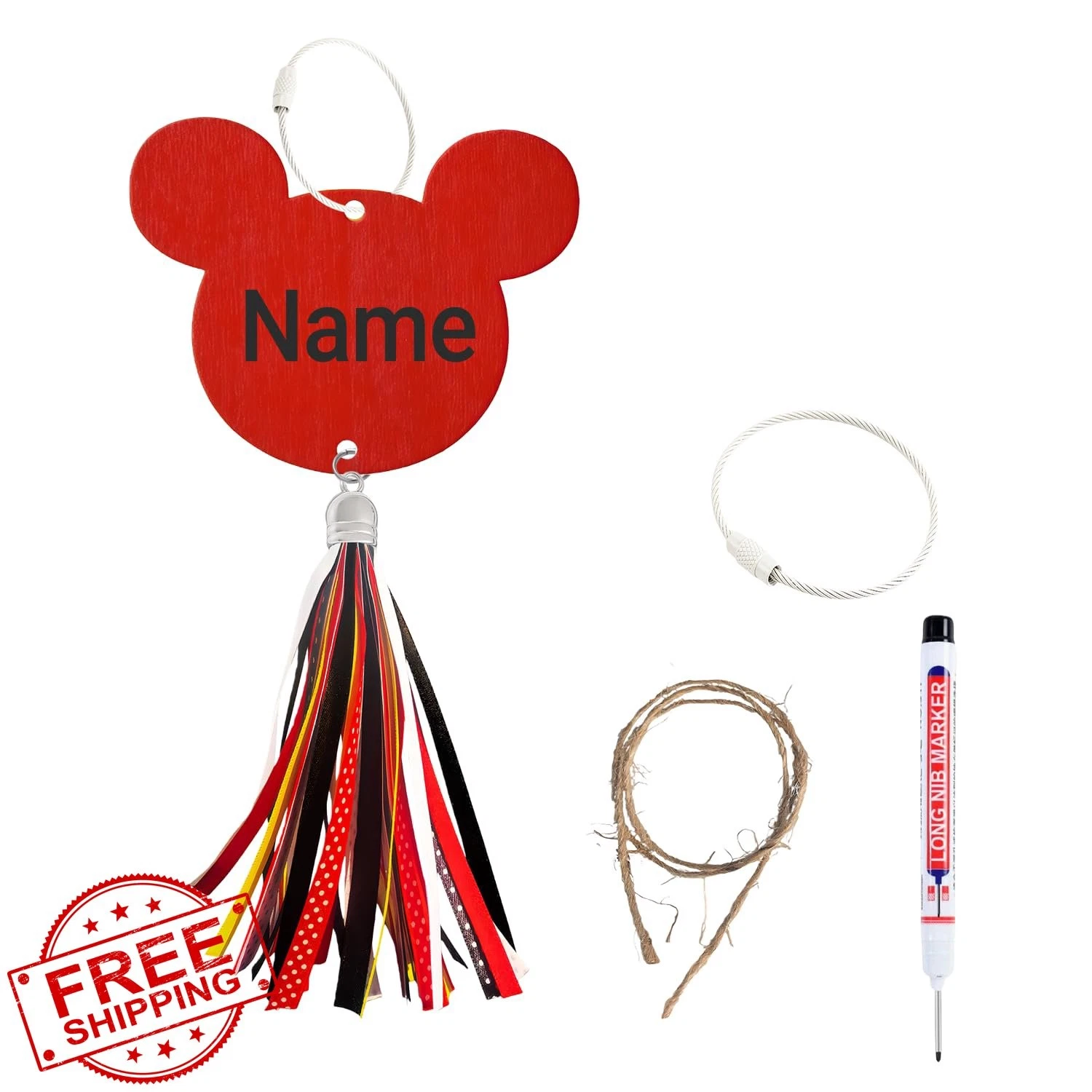 FAMCHAINS Stroller ID Tag Red Tassels