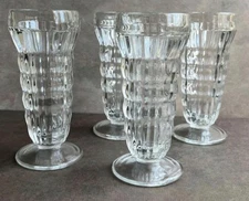 Set Of 4 Vintage Jeannette Glass Juice Glass Parfait JEG3 Ribbed Pattern 1930’s 