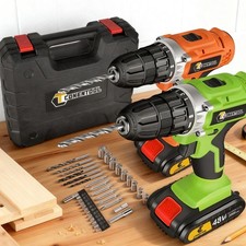 CONENTOOL 2 Batteries 21V/48V Cordless Drill Driver Set Hand Tool Kit with 36Pcs
