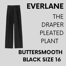 EVERLANE The Draper Pleated Pant in Buttersmooth BLACK Size 16