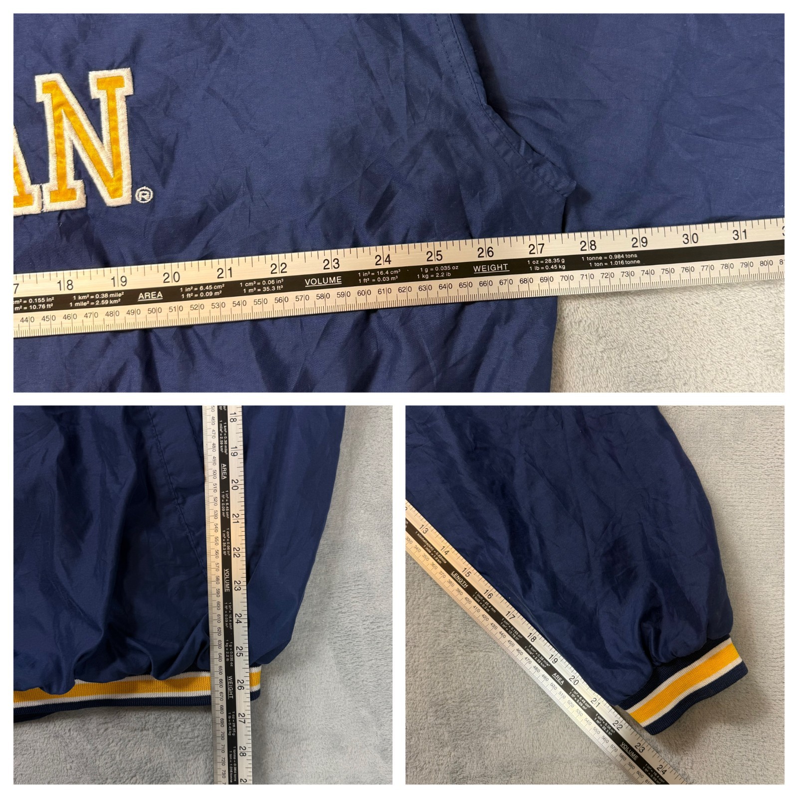Vintage Reebok 90's Michigan Wolverines NFL Navy V-Neck Oversized XL Windbreaker image 6
