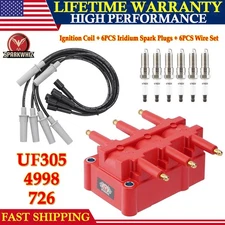 UF305 Ignition Coil + 6X Spark Plugs & Wires for 2007-2011 Jeep Wrangler V6 3.8L