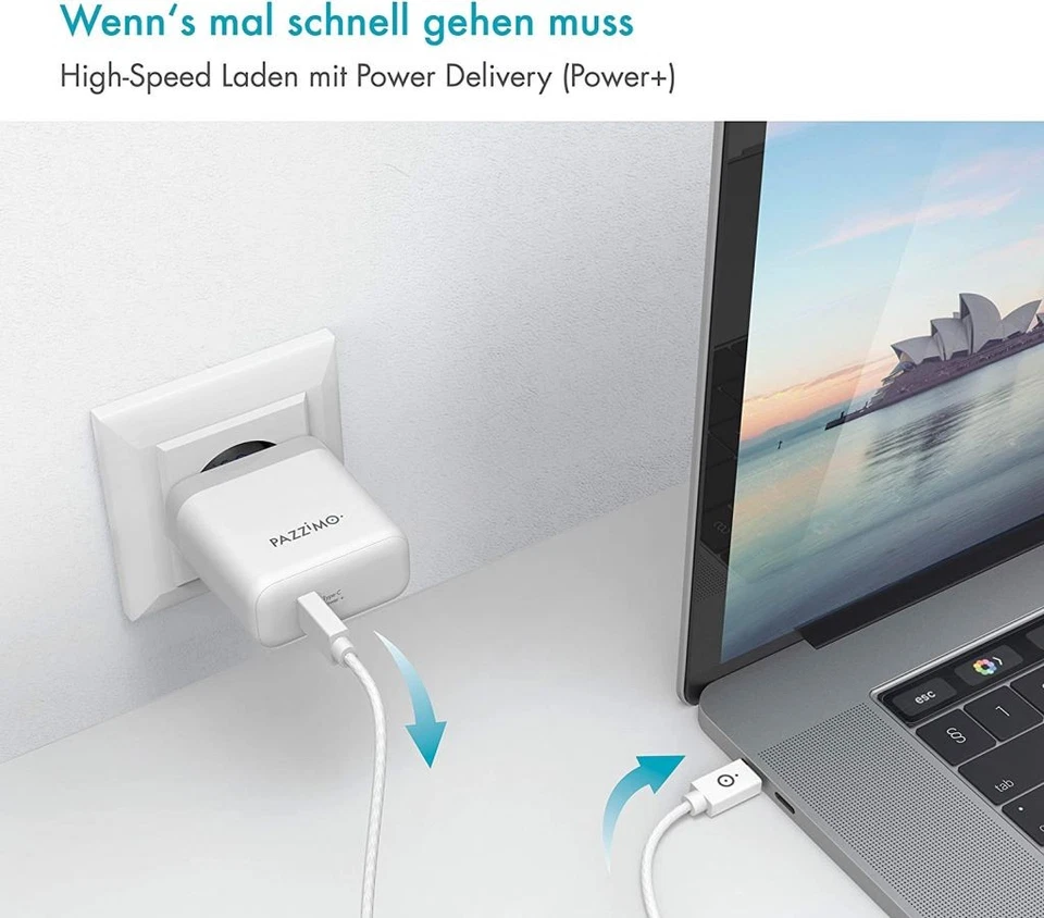 Pazzimo Ladegerät USB-PD Power Delivery 3A USB-C Netzteil Lader für Handy iPad - Bild 2 von 4
