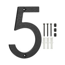 6 Inch Number 5 ABS Plastic Floating House Number with Nail Kit, Black