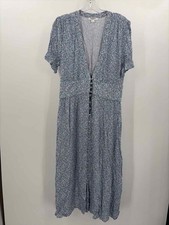 Pre-Owned Monte Blue Size Large Maxi Short Sleeve Dress