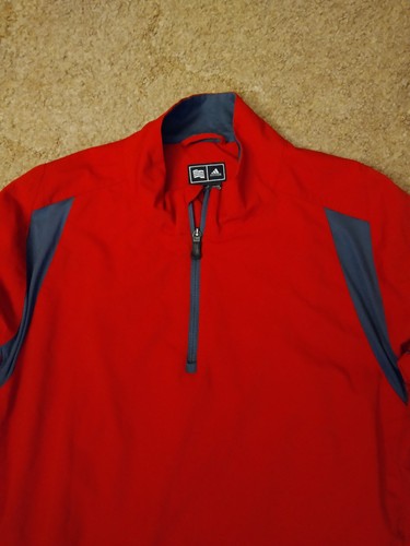 Adidas Climaproof 1/4 Zip Windbreaker Pullover Jacket Men's Size Medium Red - Picture 2 of 11